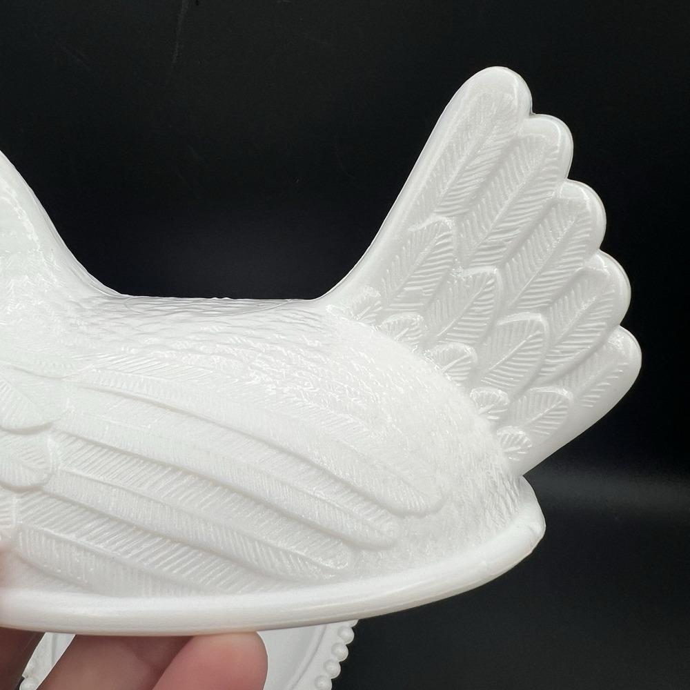 Indiana White Milk Glass Chicken Hen on Nest Covered Bowl Candy Dish 7 " VTG - Picture 8 of 15